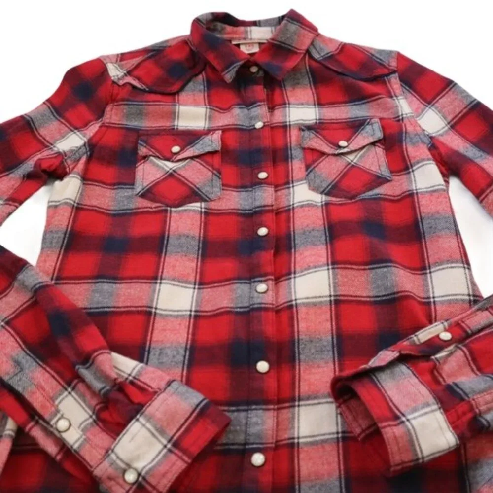 Mossimo Western Style Long Sleeve Plaid Flannel Button Down Shirt Size XS - Picture 13 of 13